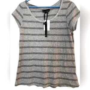 NWT BUFFALO gray striped tee. Metallic thread and muted sequins. Small
C